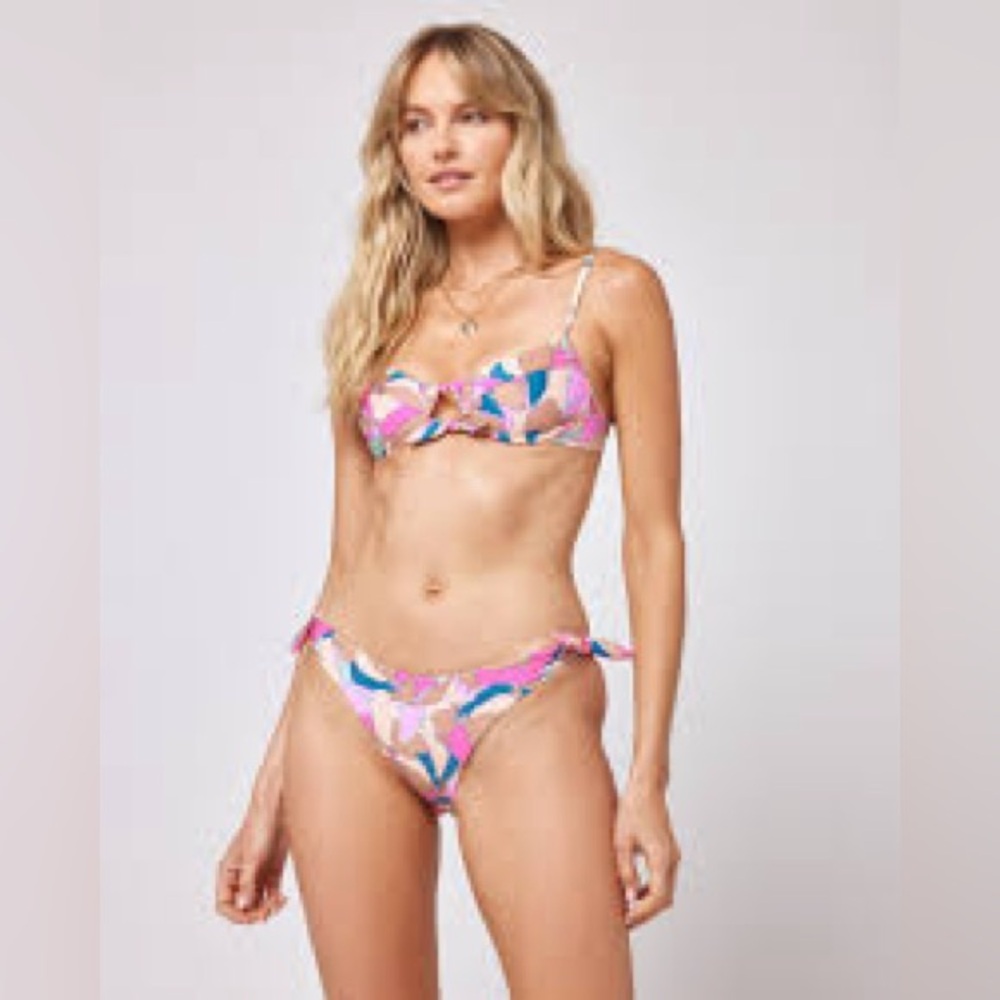L*SPACE Women’s Sundazed Floral Bikini Top and Bottom - size Large